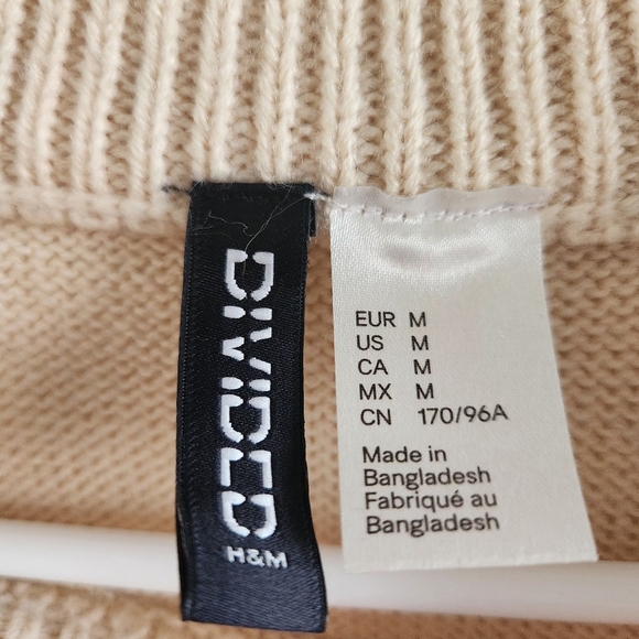 H&M Divided Cream Flower Embroidered Knit Sweater Medium Grannycore Cottagecore - Picture 4 of 6